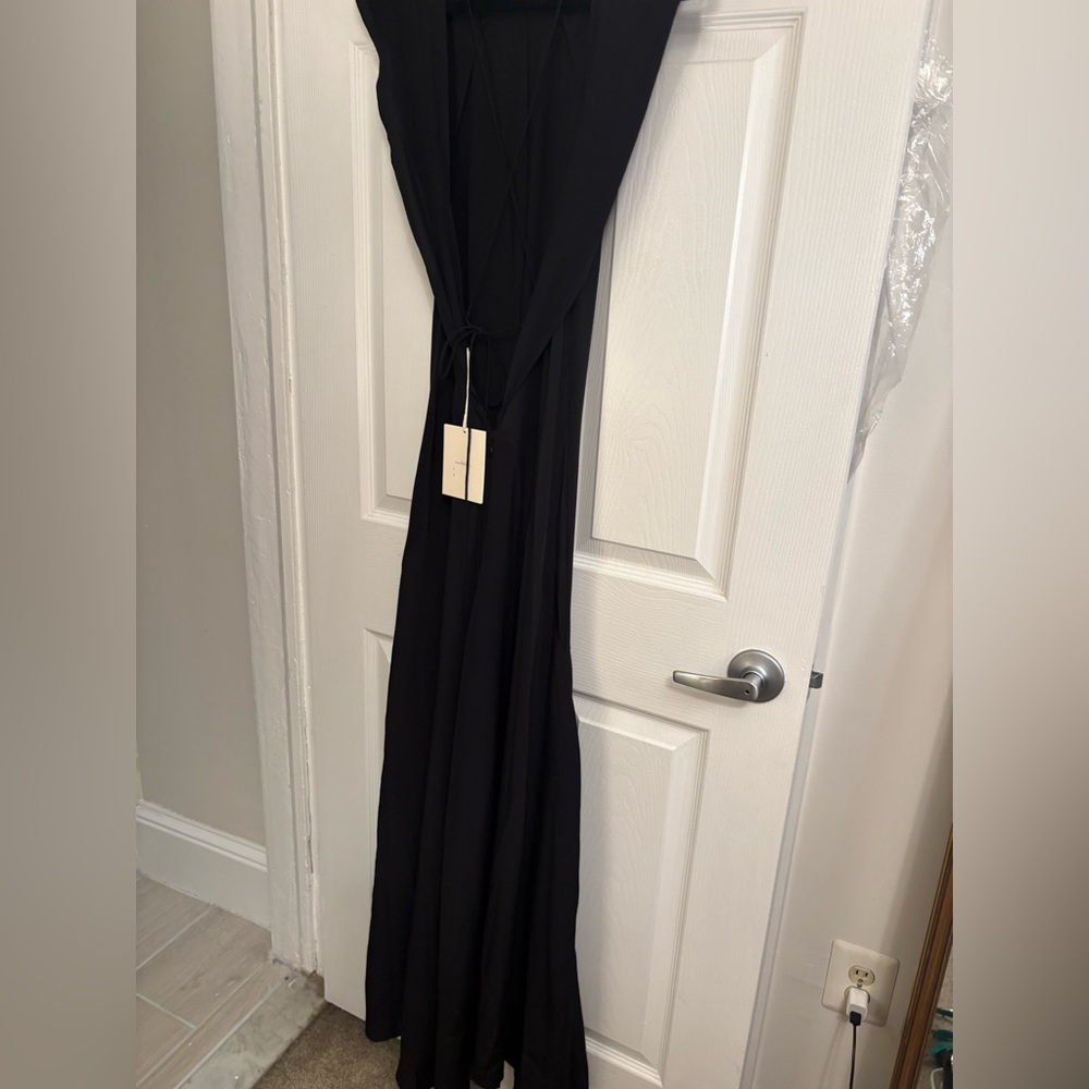 Faithfull The Brand Paloma Maxi Dress Black Silk Open Back NWT XS US 2 - Picture 6 of 10